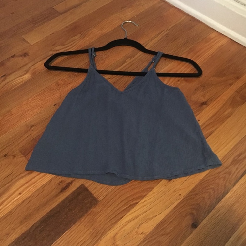 Navy Button Crop Blouse - Picture 3 of 5